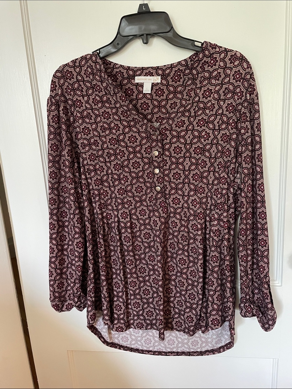 Mauve Floral Mosaic Button-Front Tunic